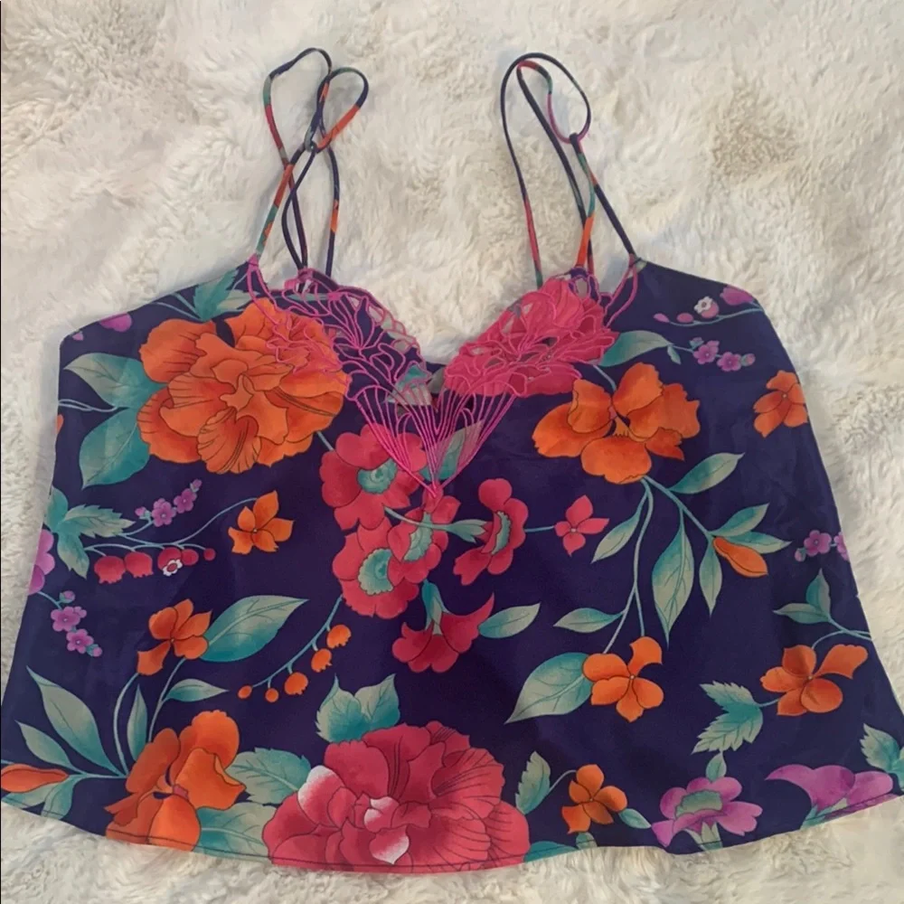 Beautiful Floral Lingerie set Spaghetti Strap Top & matching panties Small